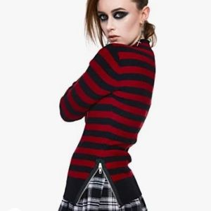 Jawbreaker daze menace stripe Sid zip ribbed knit sweater top size 8